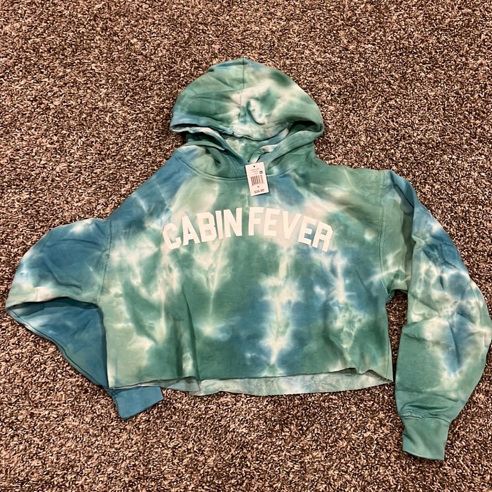 Blue/green tie dye Cropped Hoodie